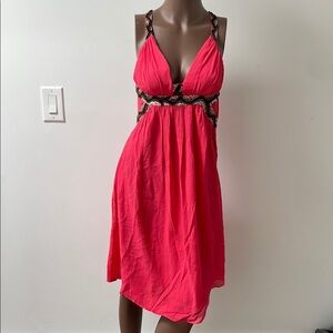 Seduce Silk Midi Dress Coral Pink Black Gold Beads Sequins sleeveless 2